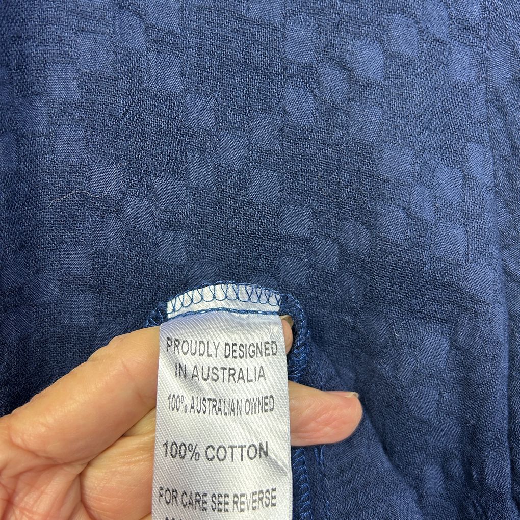 Emily Adams Navy Cotton Shirt - Size 16/18/L
