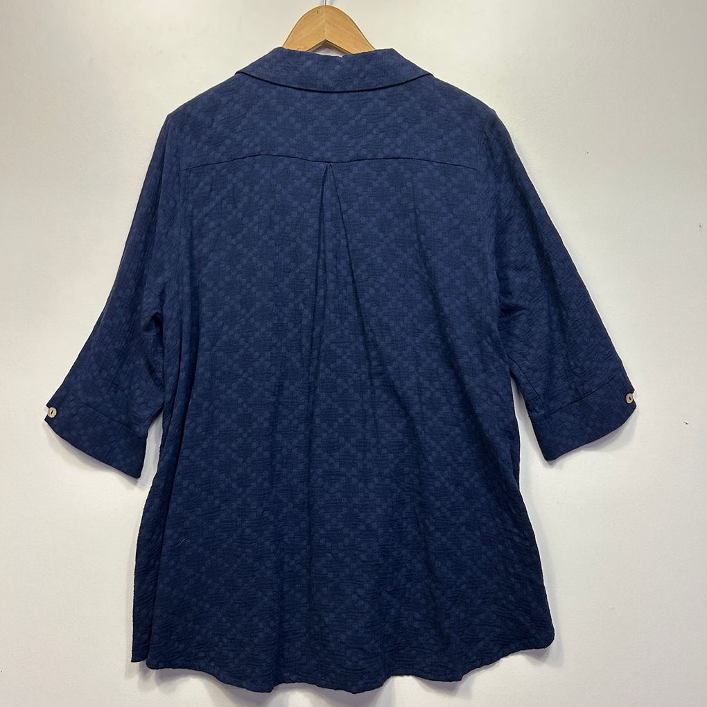 Emily Adams Navy Cotton Shirt - Size 16/18/L