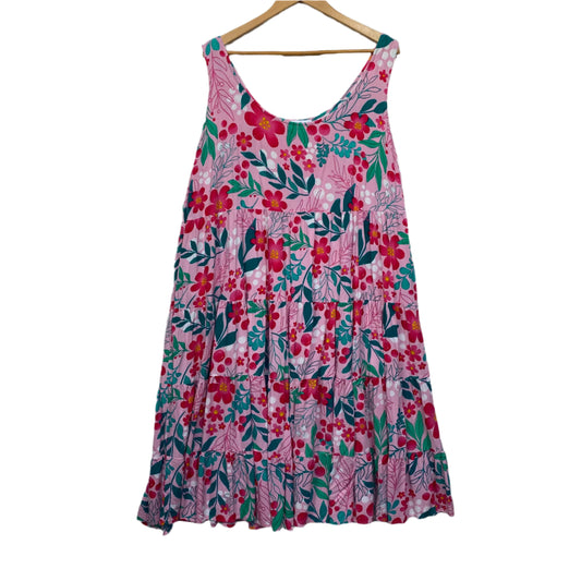 Proud Poppy Dress Size 18 Sleeveless Pink Floral Midi Lengh