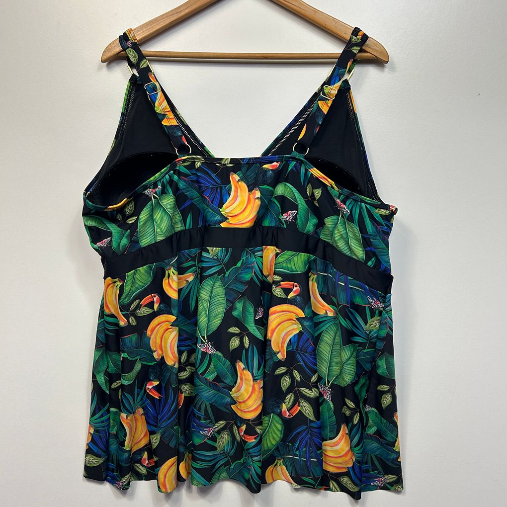 Taking Shape Multicoloured Print Tankini Top - Size 24
