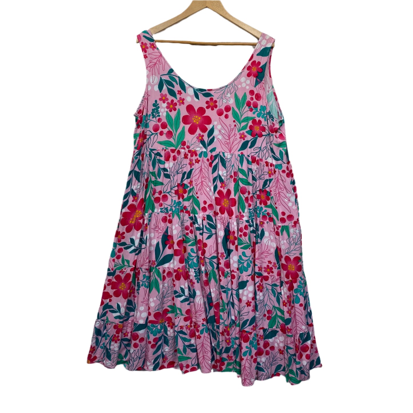 Proud Poppy Dress Size 18 Sleeveless Pink Floral Midi Lengh