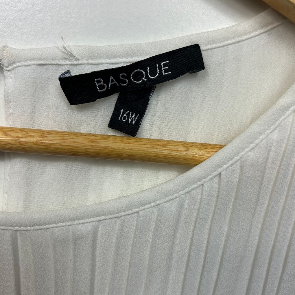 Basque White Pleated Top - Size 16W