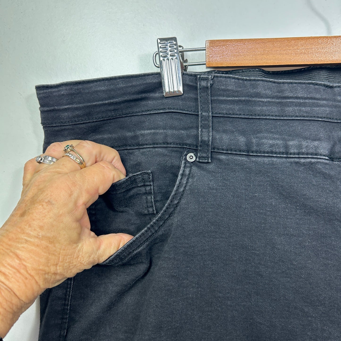 Autograph Black Elastic Waist Jeans - Size 24