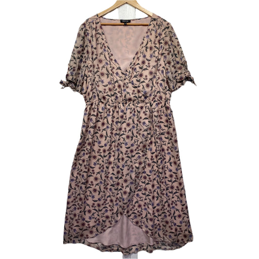 Basque Dress Size 18 Beige Floral Hi Low Hem