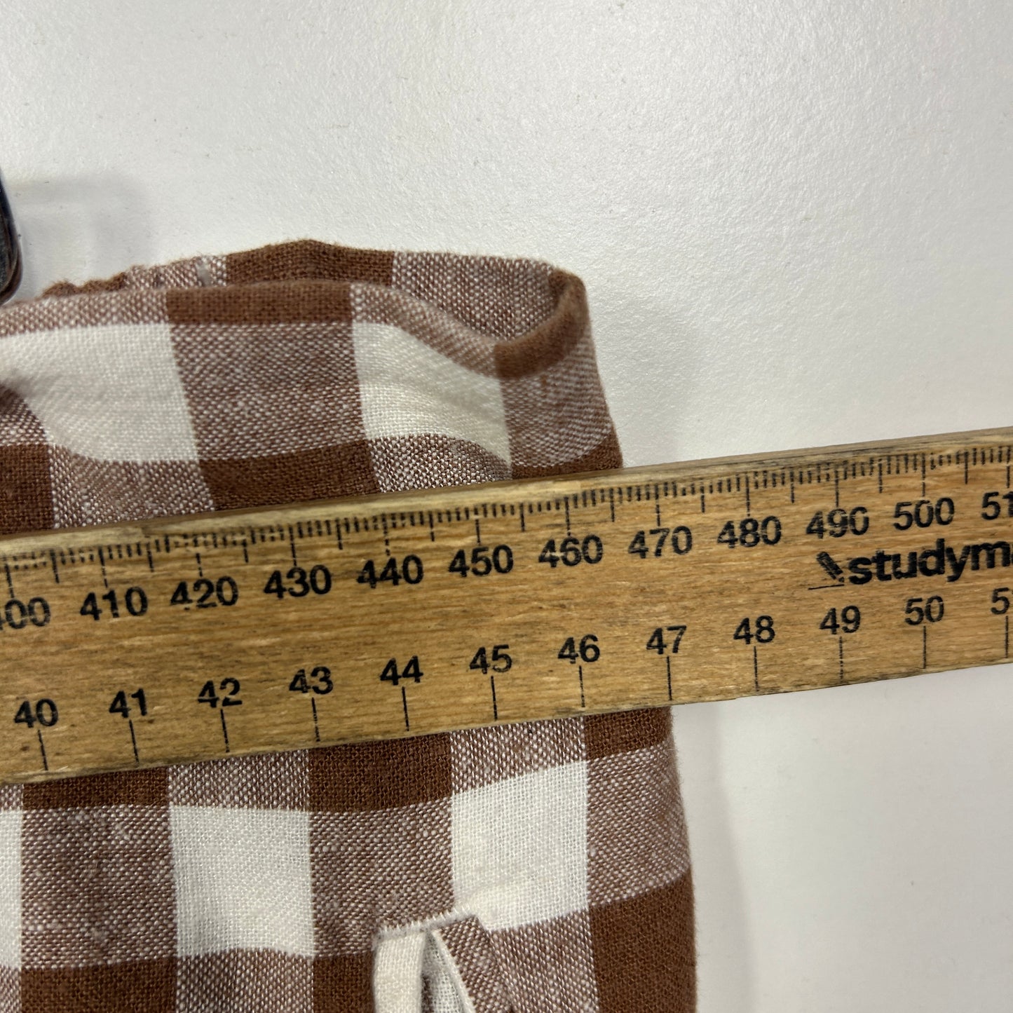 Suzanne Grae Linen Chocolate White Gingham Check Capri Pants - Size 16