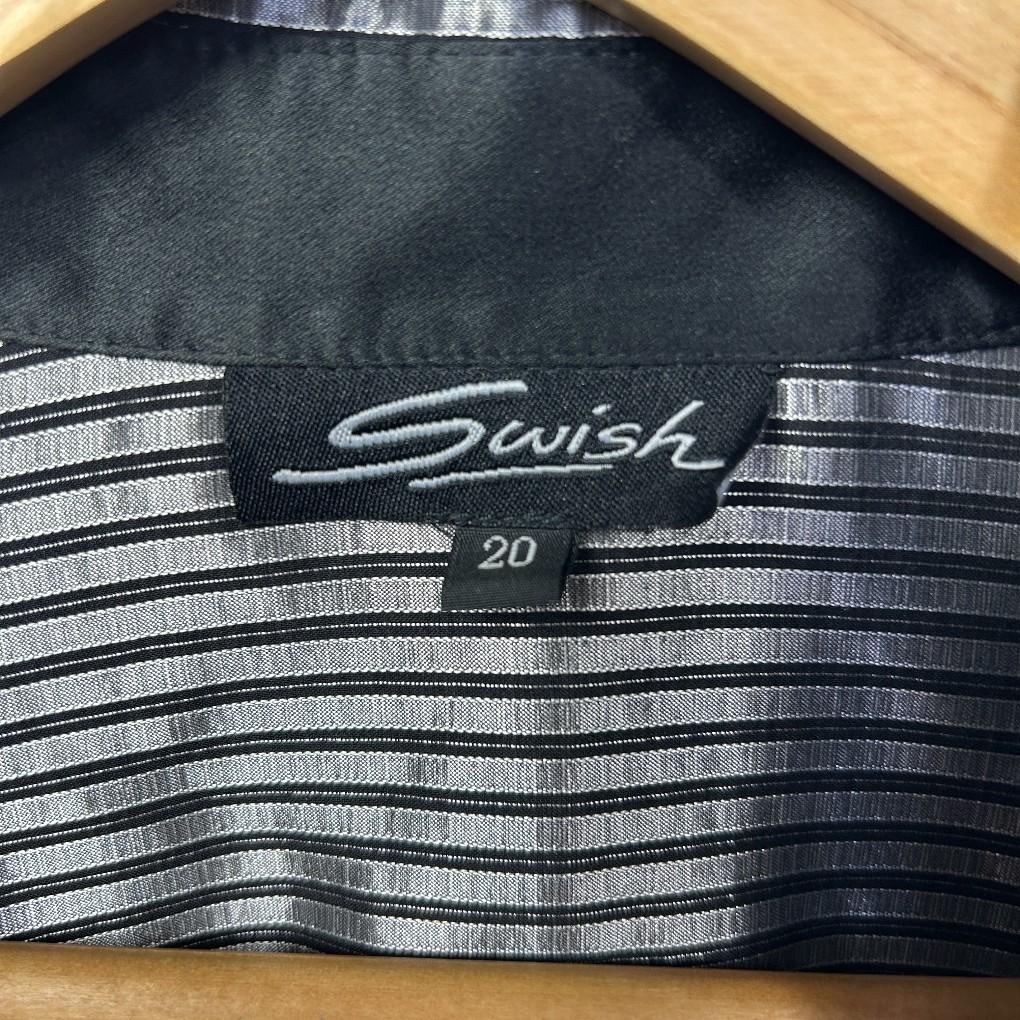 Swish Metallic Silver Cotton Shirt - Size 20