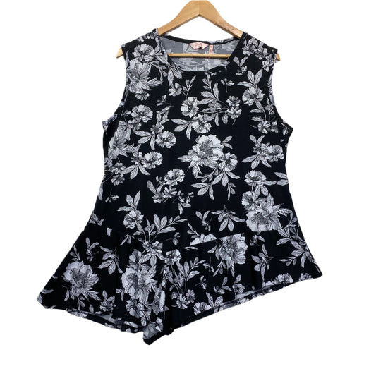 Millers Top Size 18 Plus Black White Sleeveless Floral