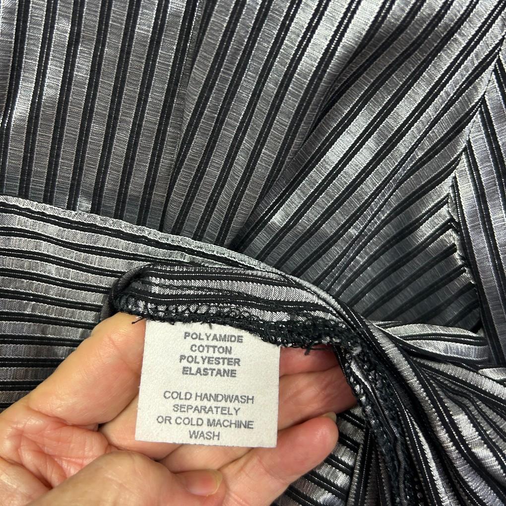 Swish Metallic Silver Cotton Shirt - Size 20