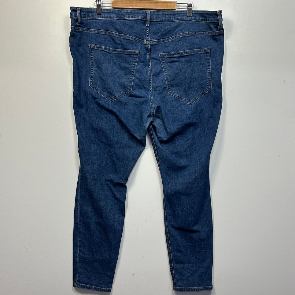 H&M Blue Curvy  Ultra High Waist Ankle Length Jeggings Jeans - Size 22