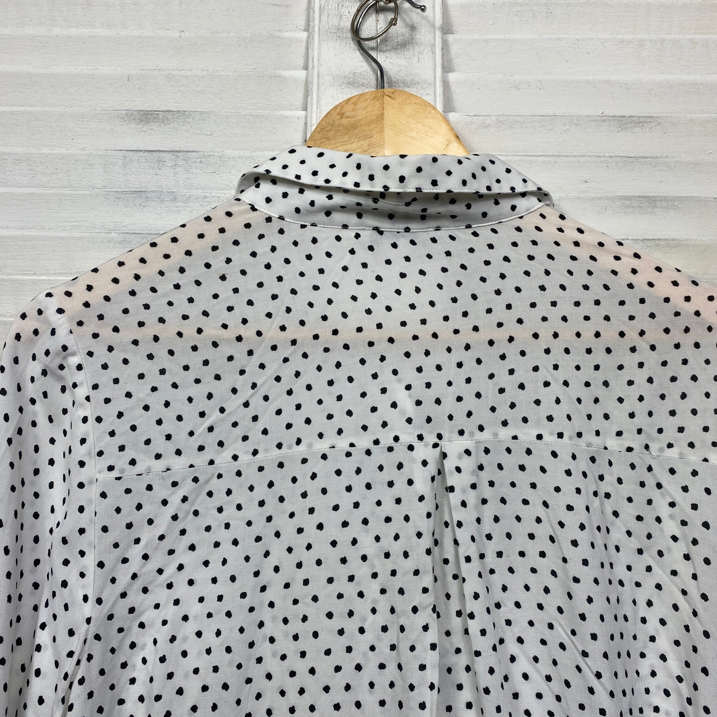 Rockmans Top Size 16 White Black Polka Dots Button Up