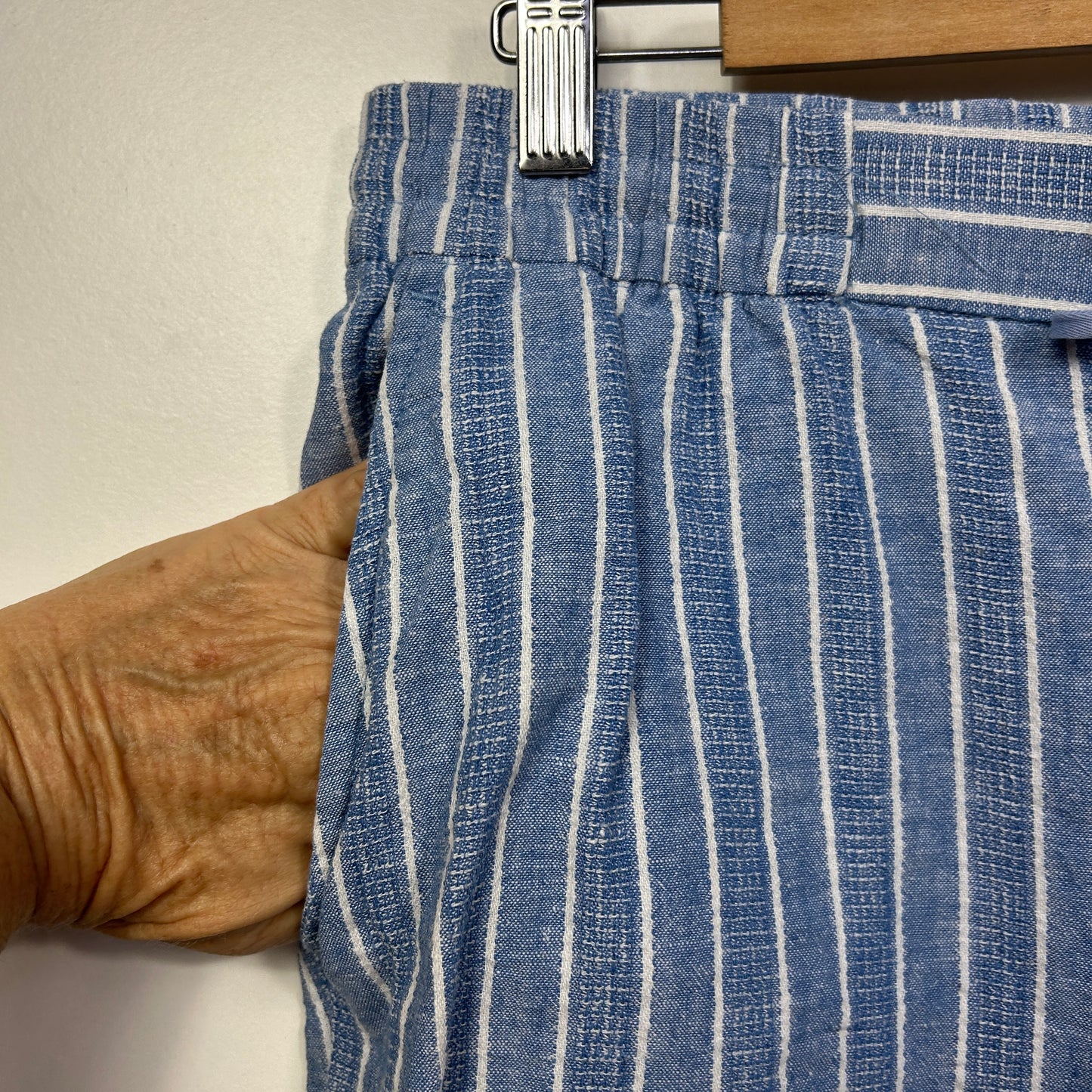 Regatta Striped Blue Linen Shorts - Size 14