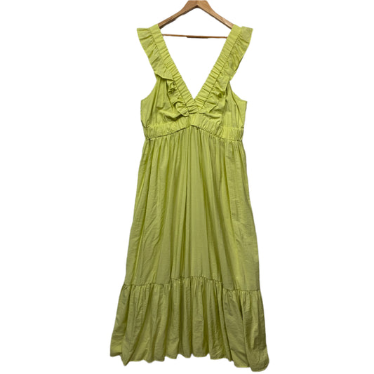 Lily Loves Maxi Dress Size 18 Lime Sleeveless Deep V Neck Ruffle Trim