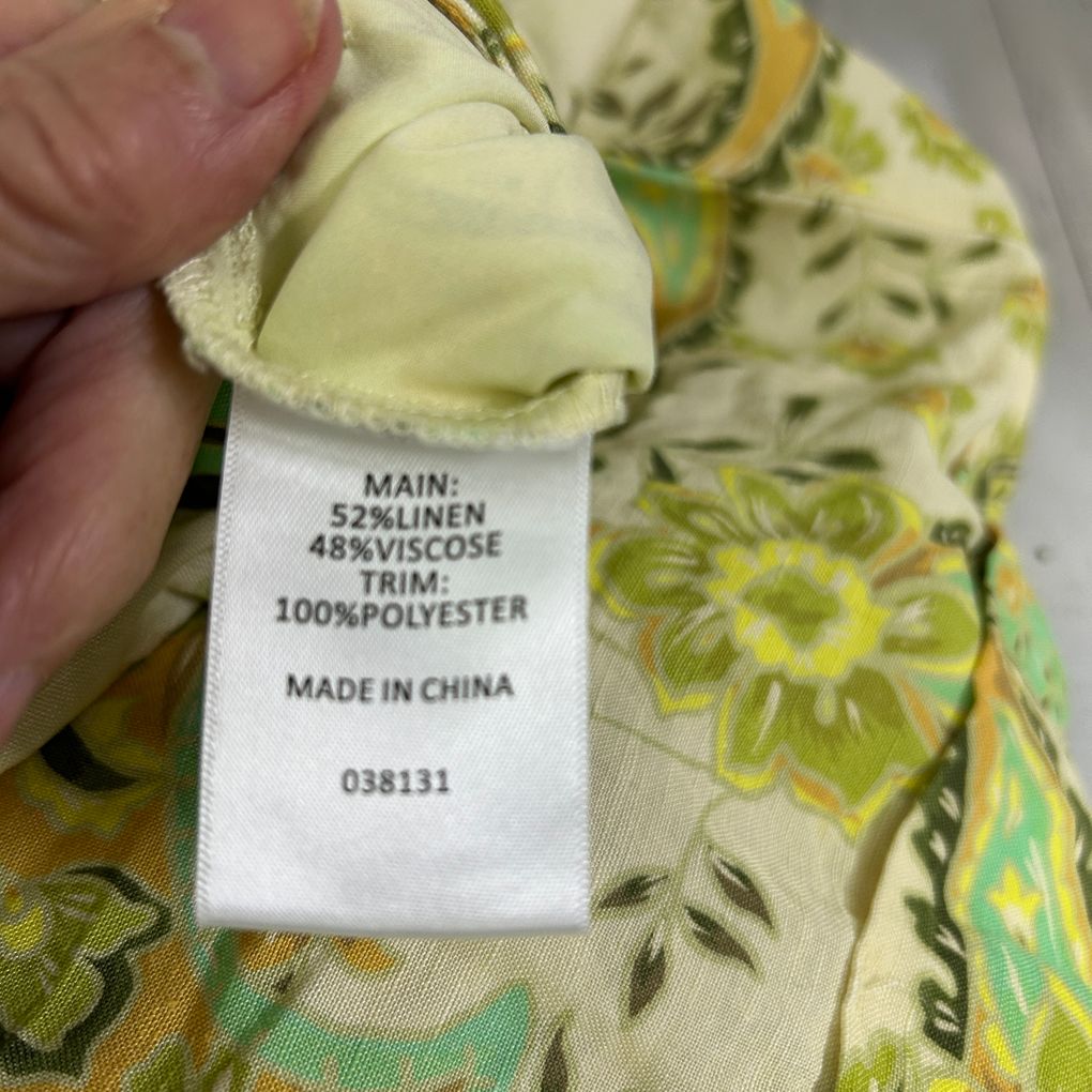 Sussan Green Paisley Linen Shorts - Size 16