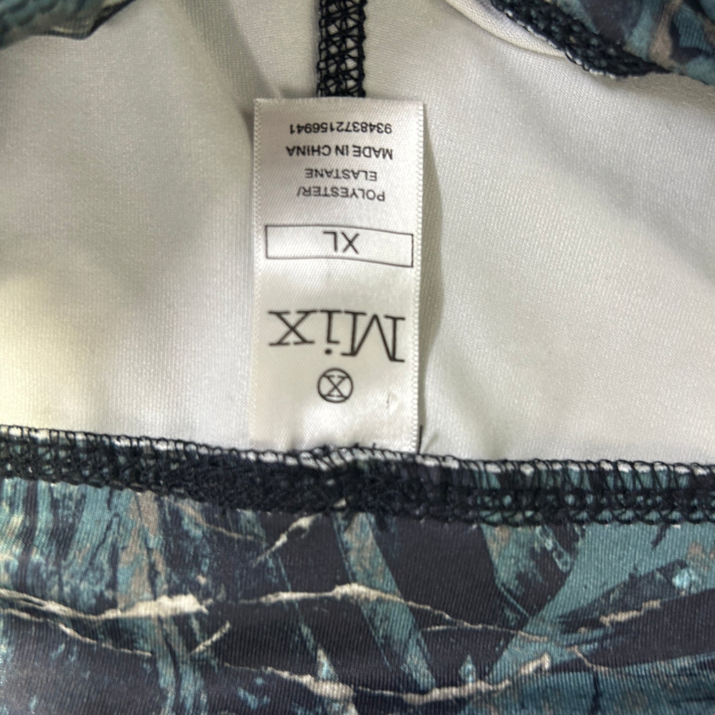 Mix Teal Tropical Print Activewear Capris Pants - Size XL