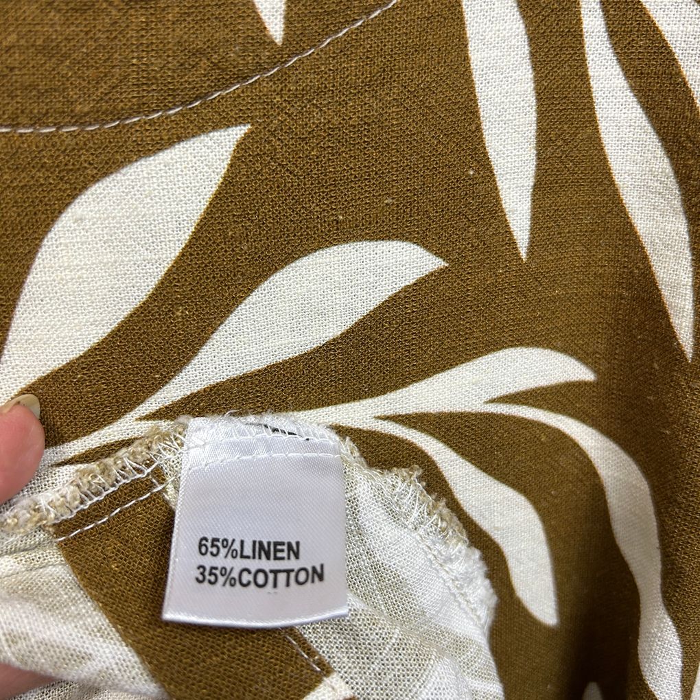 Ruby Rain Olive Linen Top - Size 16
