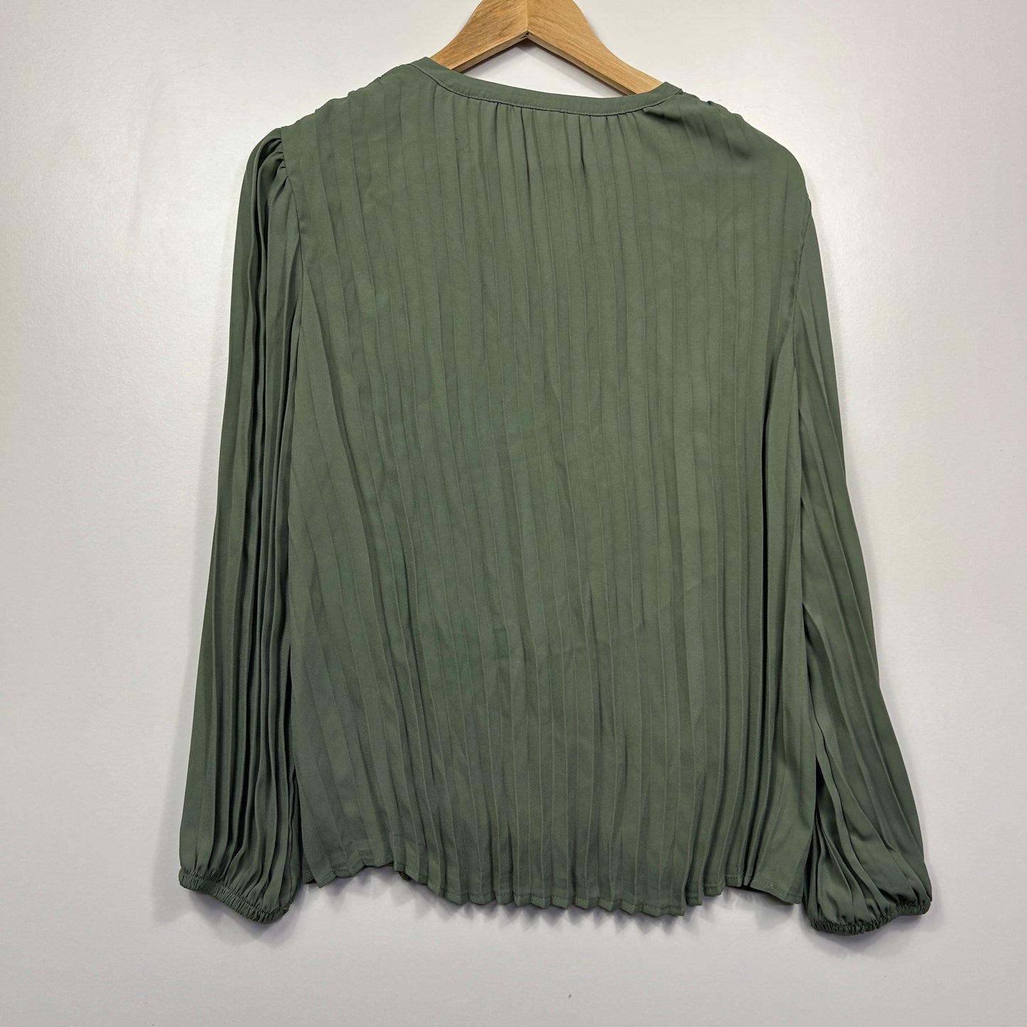 &me Khaki Green Pleated Blouse - Size 14