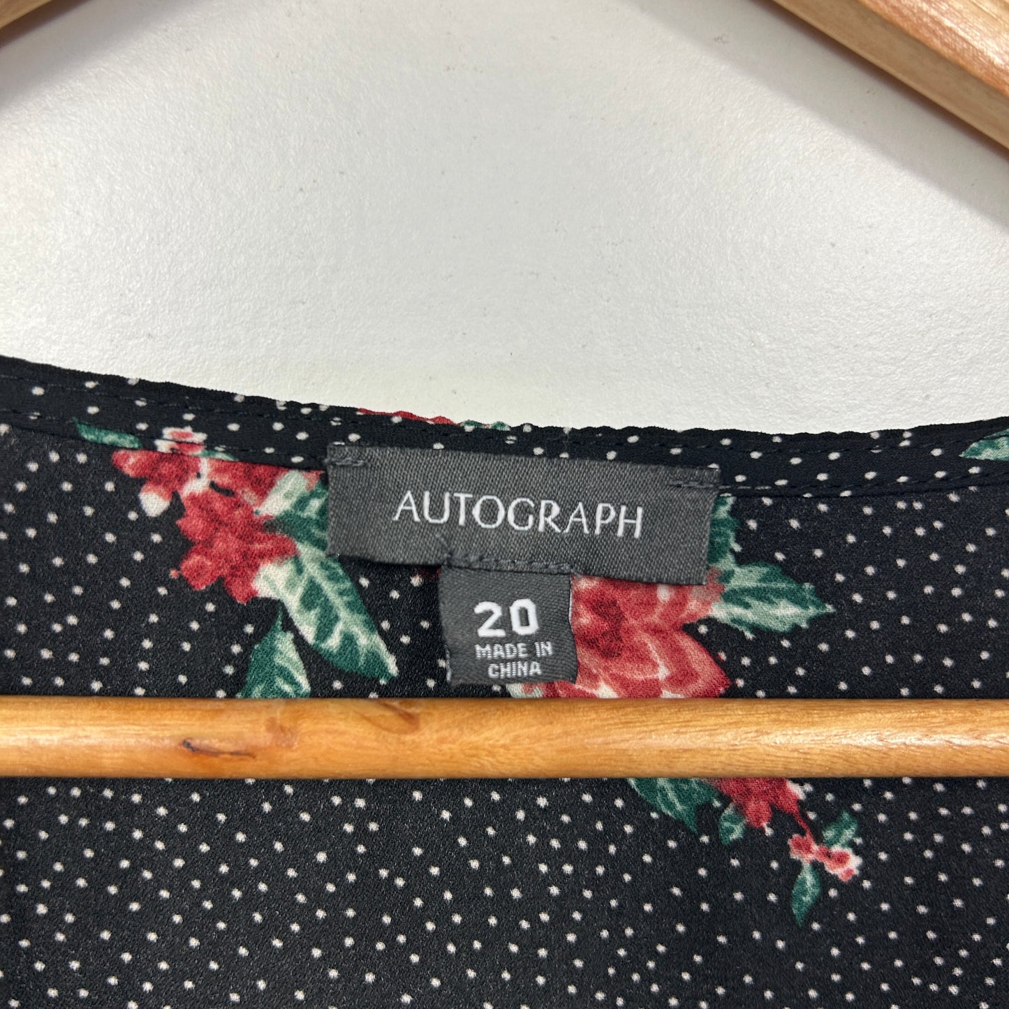 Autograph Black Floral Print Top - Size 20