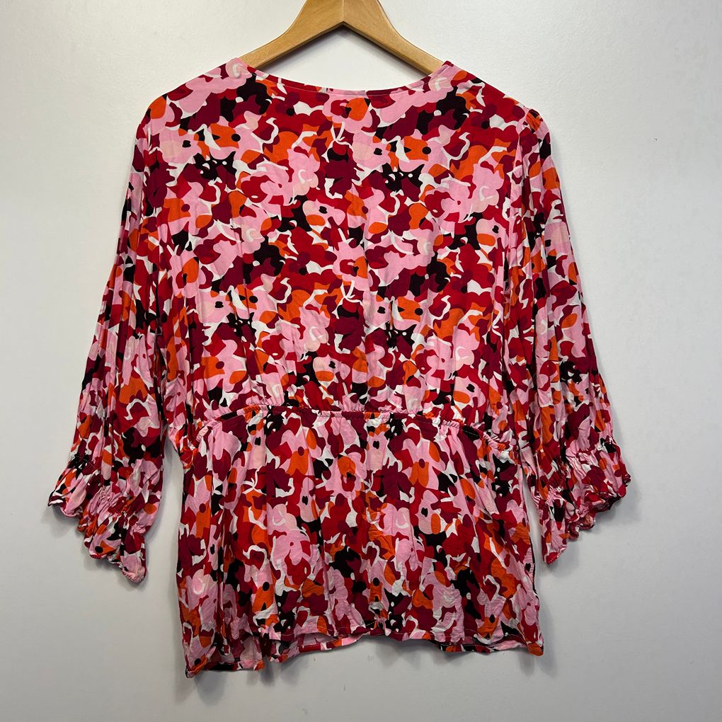 Orange Sherbet Pink Floral Top - Size 18