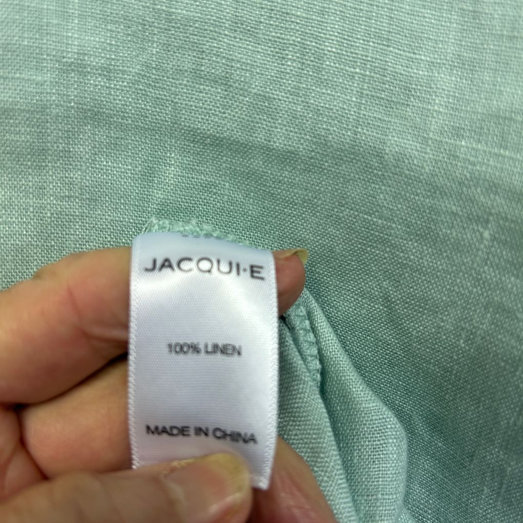 Jacqui E Green Linen Top - Size 14