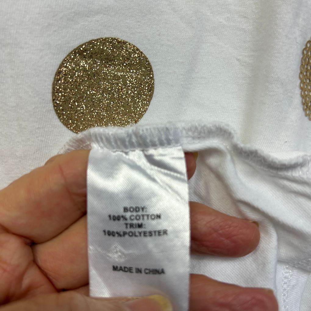Virtuelle White Gold Spot Cotton Top - Size 18/M