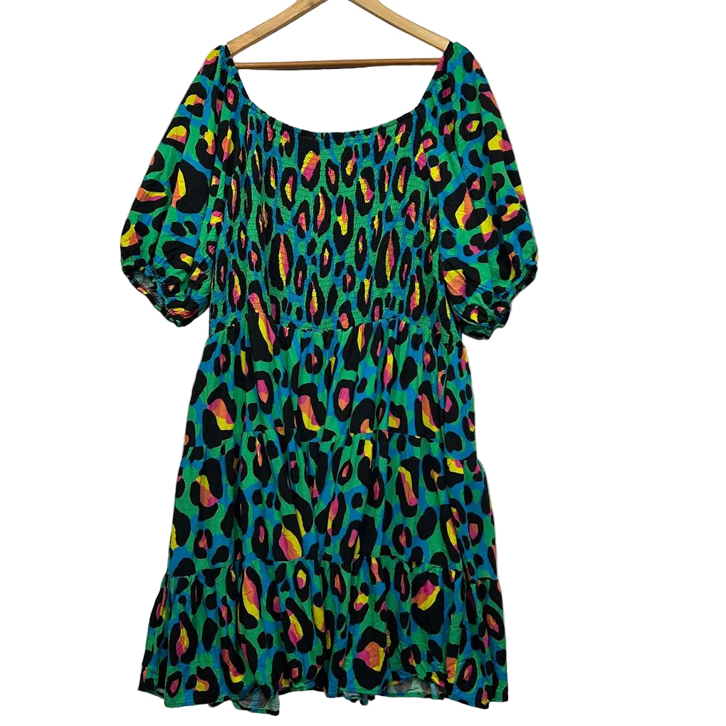 Proud Poppy Multicoloured Leopard Print Dress - Size 28