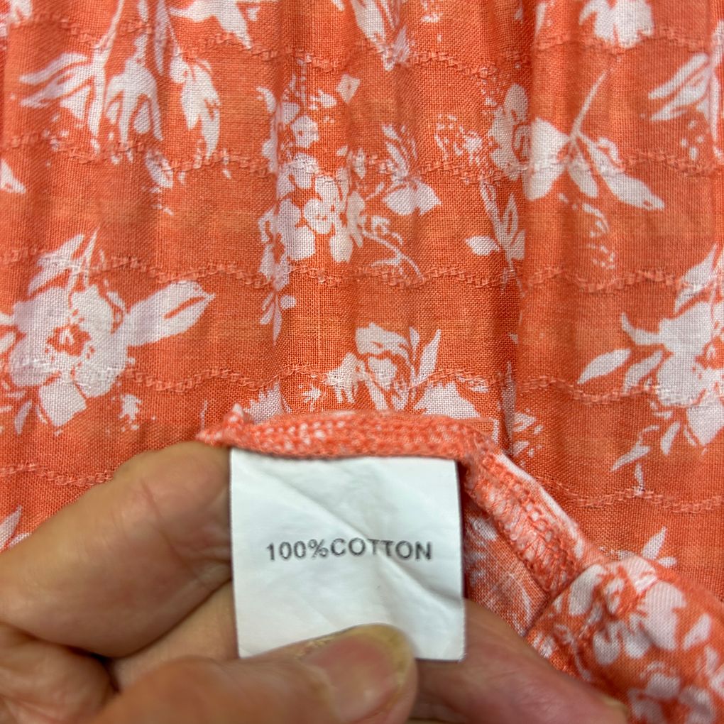Mombasa Rose Coral Floral Cotton Dress - Size 12/M