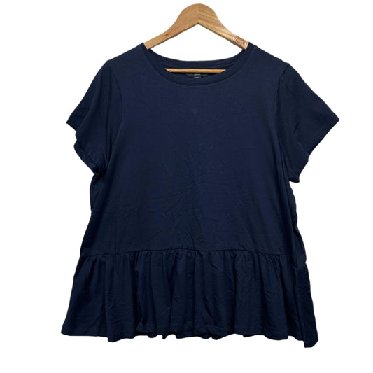 Forever New Curve Smock Tee Top Size 16 Navy Short Sleeve 100% Cotton New