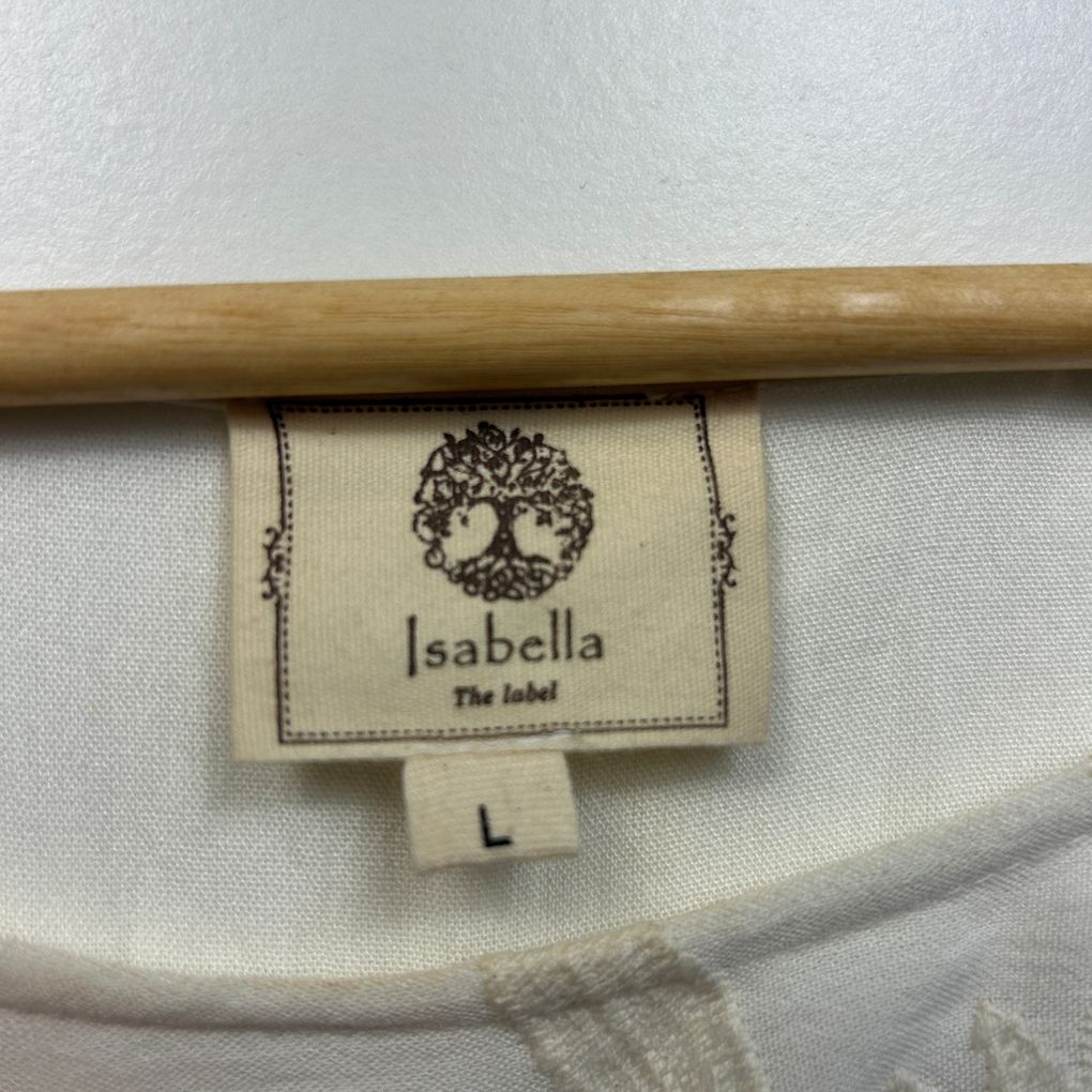 Isabella The Label Cream Embroidered Cotton Top - Size L