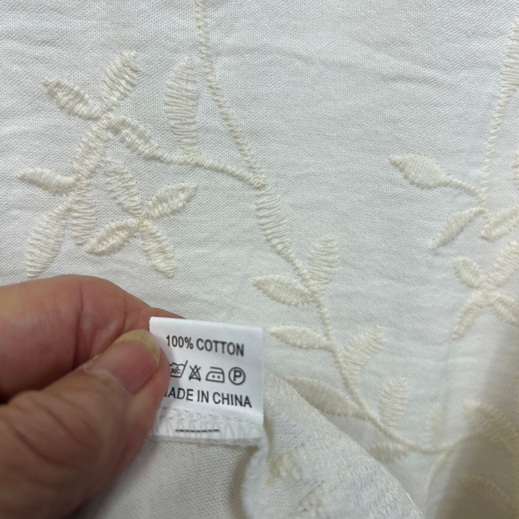 Isabella The Label Cream Embroidered Cotton Top - Size L