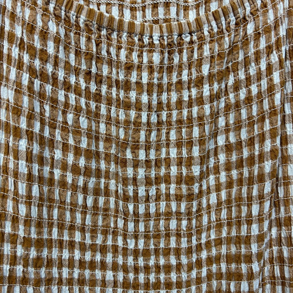 Virtuelle Tan Gingham Check Cotton Dress - Size 22