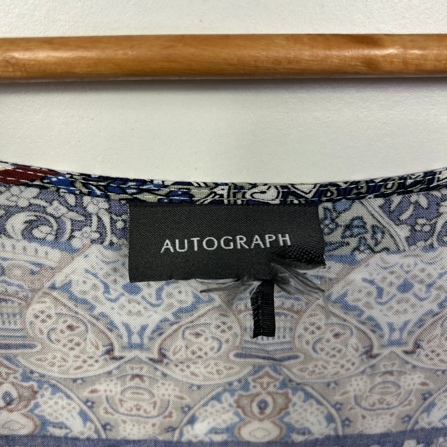 Autograph Blue Grey Paisley Print Top - Size 24/26