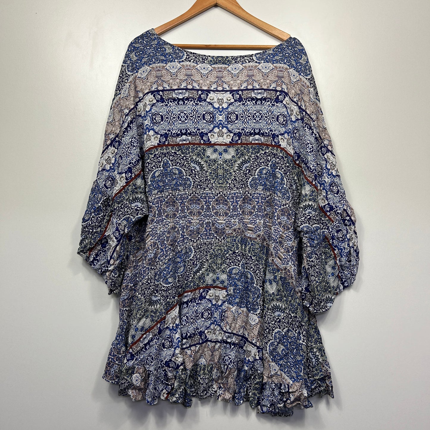 Autograph Blue Grey Paisley Print Top - Size 24/26