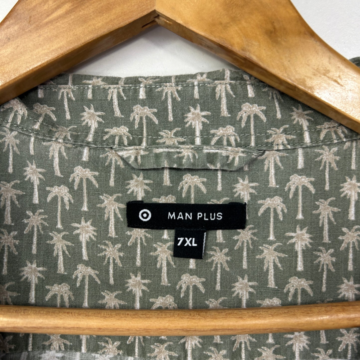 Target Man Plus Khaki Palm Tree Print Shirt - Size 7XL
