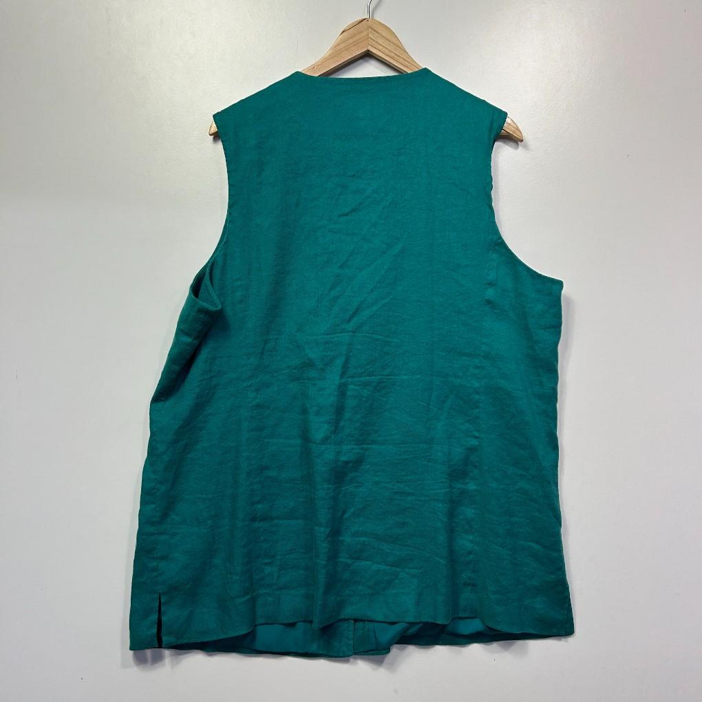 Preview Teal Linen Sleeveless Vest Top - Size 20