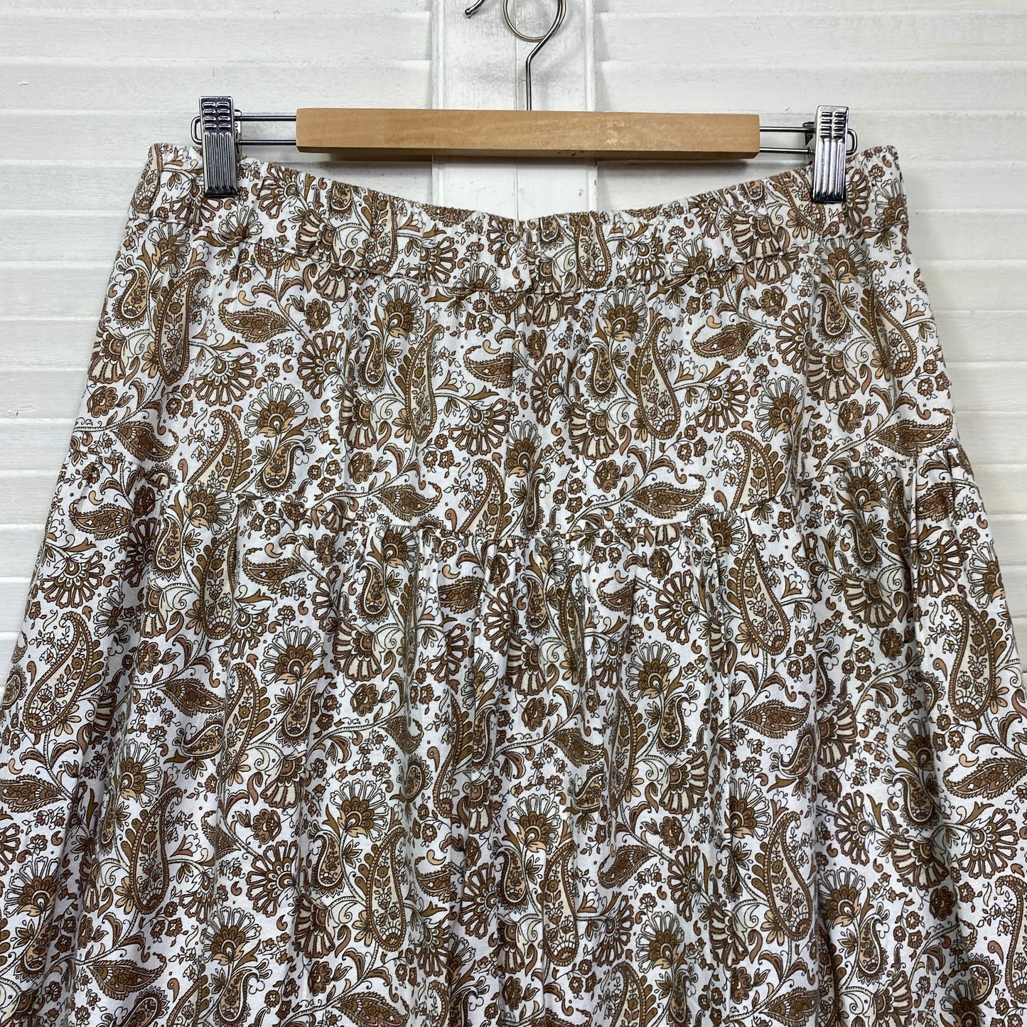 Anko Maxi Skirt Size 14 Paisley Linen Blend Elastic Waist