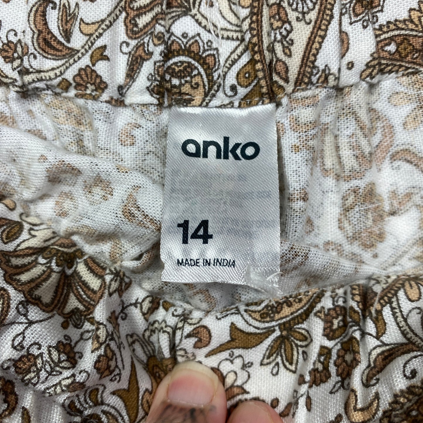 Anko Maxi Skirt Size 14 Paisley Linen Blend Elastic Waist