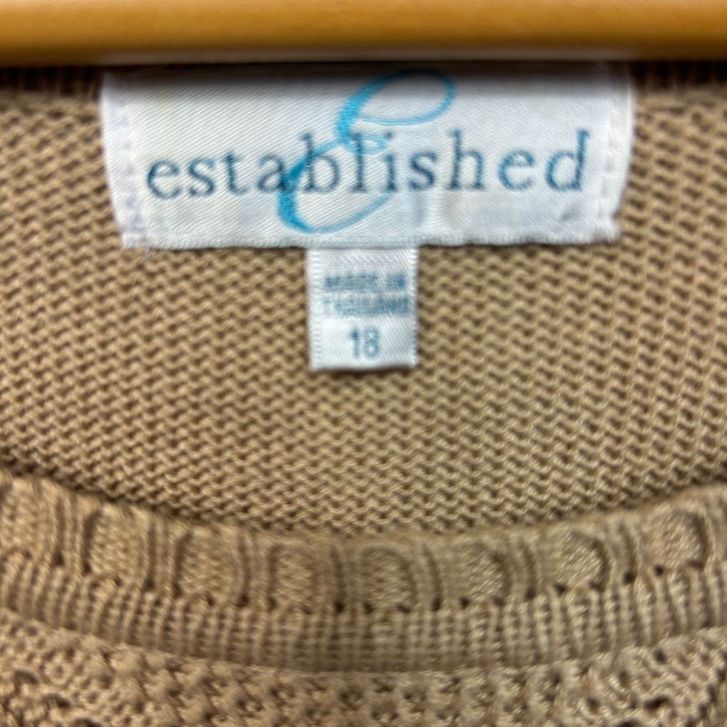 Established Tan Cotton Knit Top - Size 18