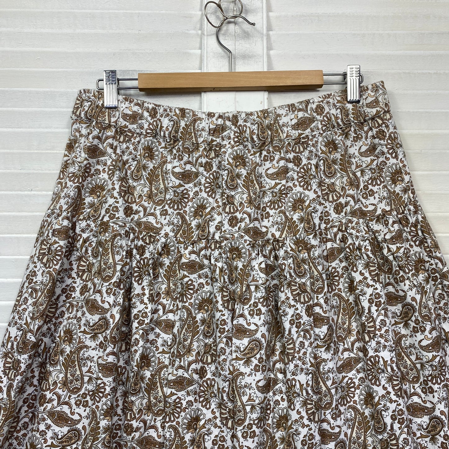 Anko Maxi Skirt Size 14 Paisley Linen Blend Elastic Waist