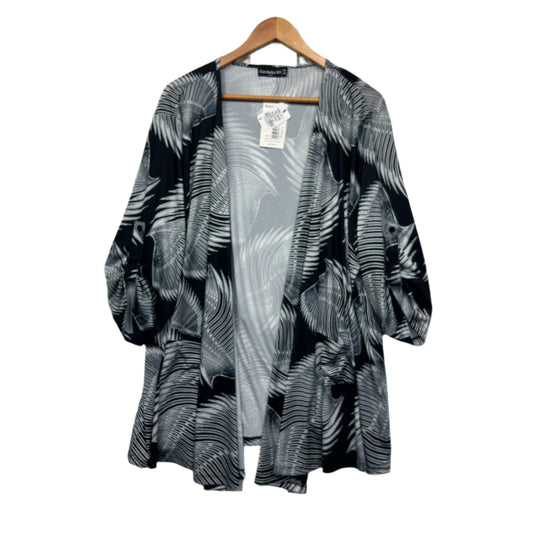 Cordelia St Top Jacket Size 24 Black White Roll Tab Sleeve Open Front