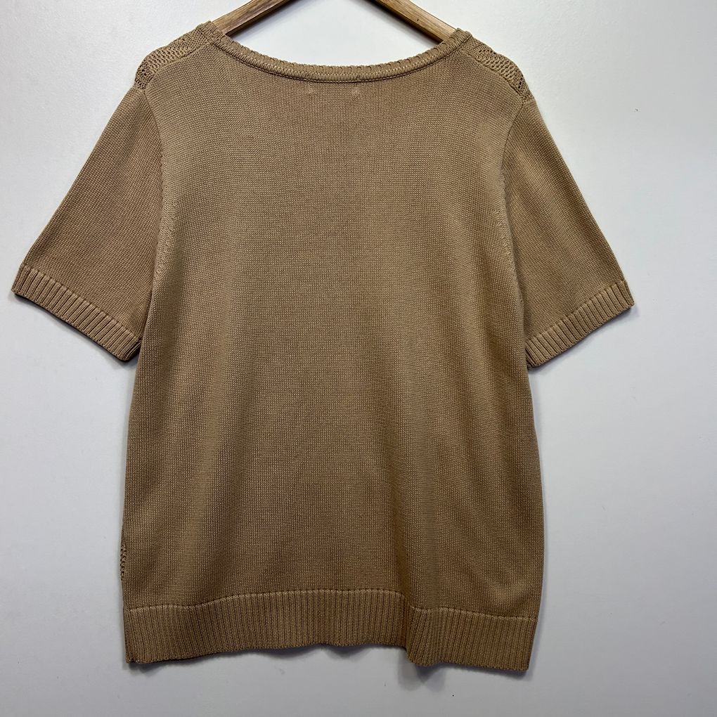Established Tan Cotton Knit Top - Size 18