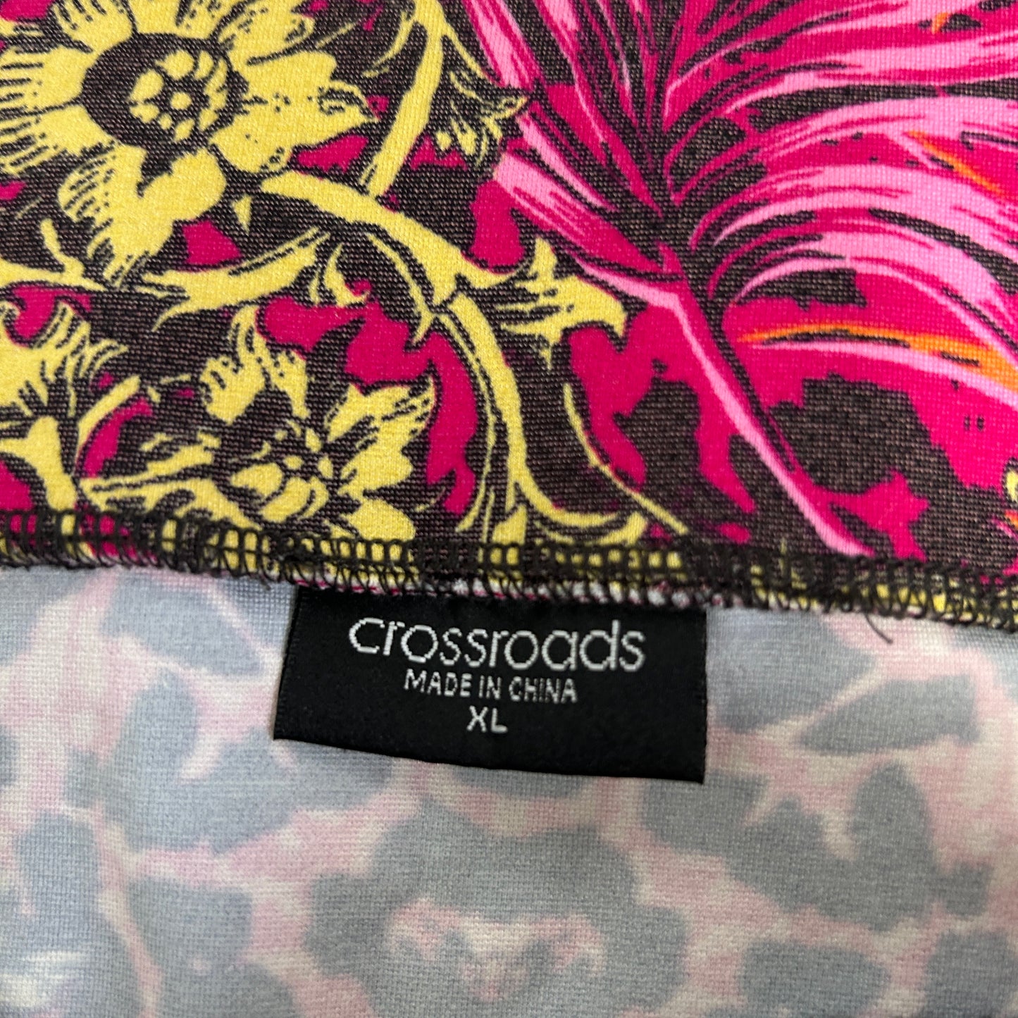 Crossroads Pink Yellow Patterned Stretch Skirt - Size XL