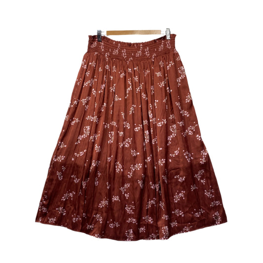 Preview Maxi Skirt Size 14 Bronze Floral Elastic Waist