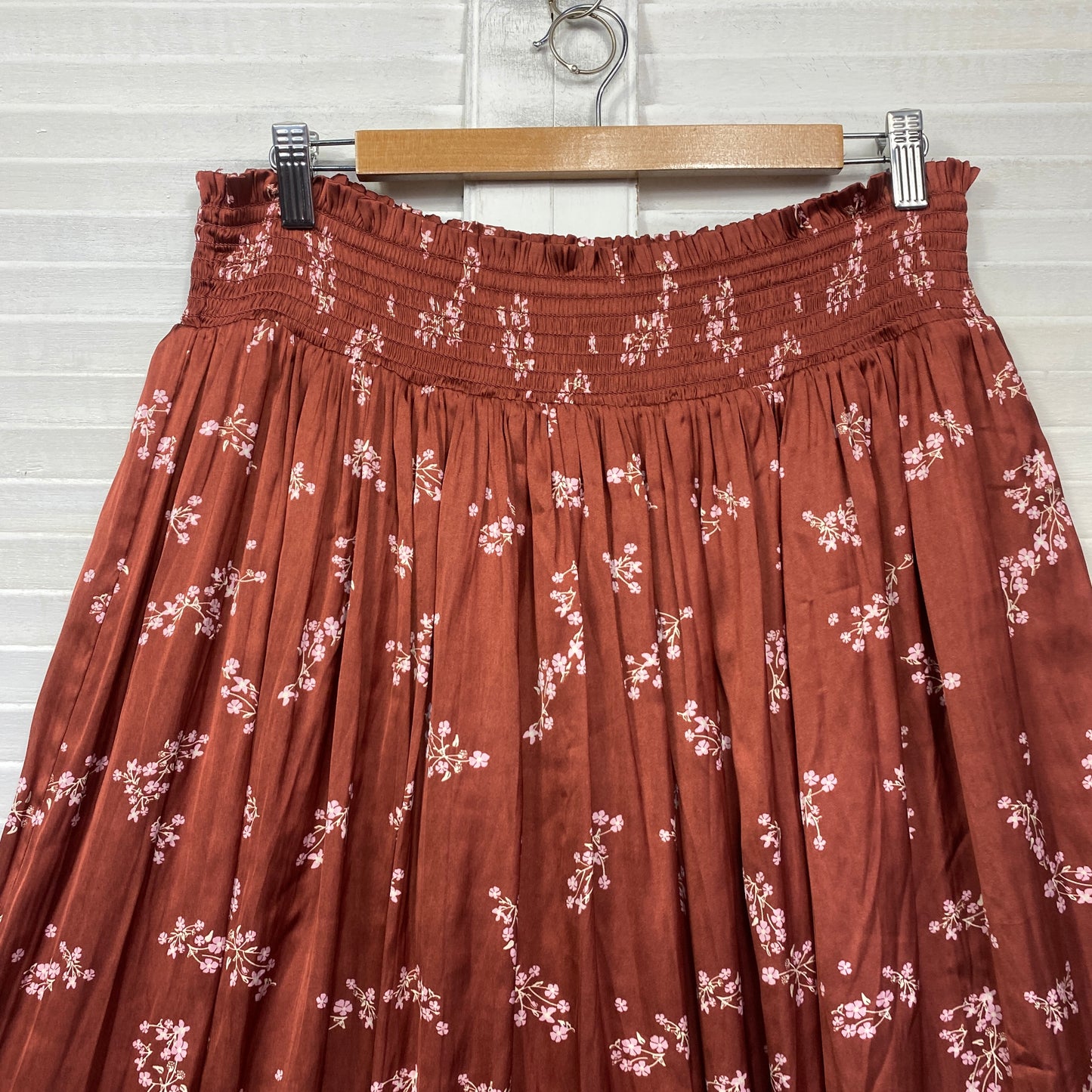 Preview Maxi Skirt Size 14 Bronze Floral Elastic Waist