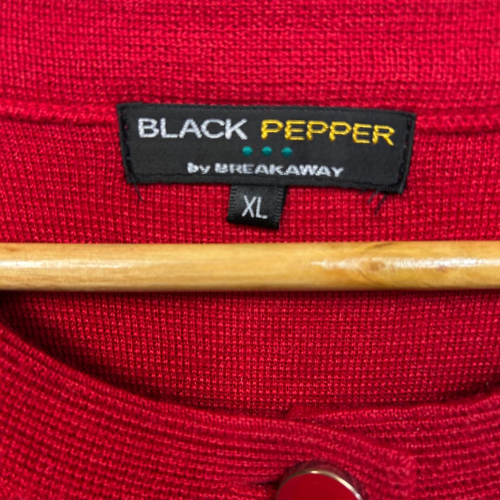 Black Pepper Red Cardigan - Size XL