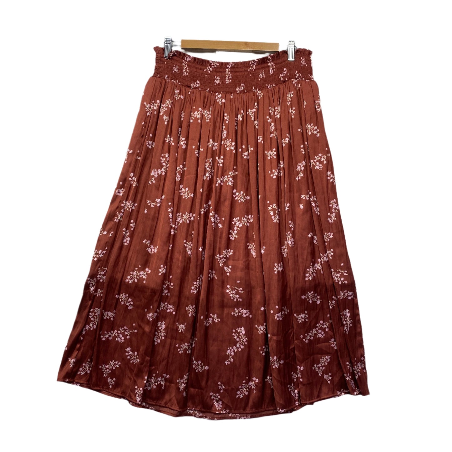 Preview Maxi Skirt Size 14 Bronze Floral Elastic Waist