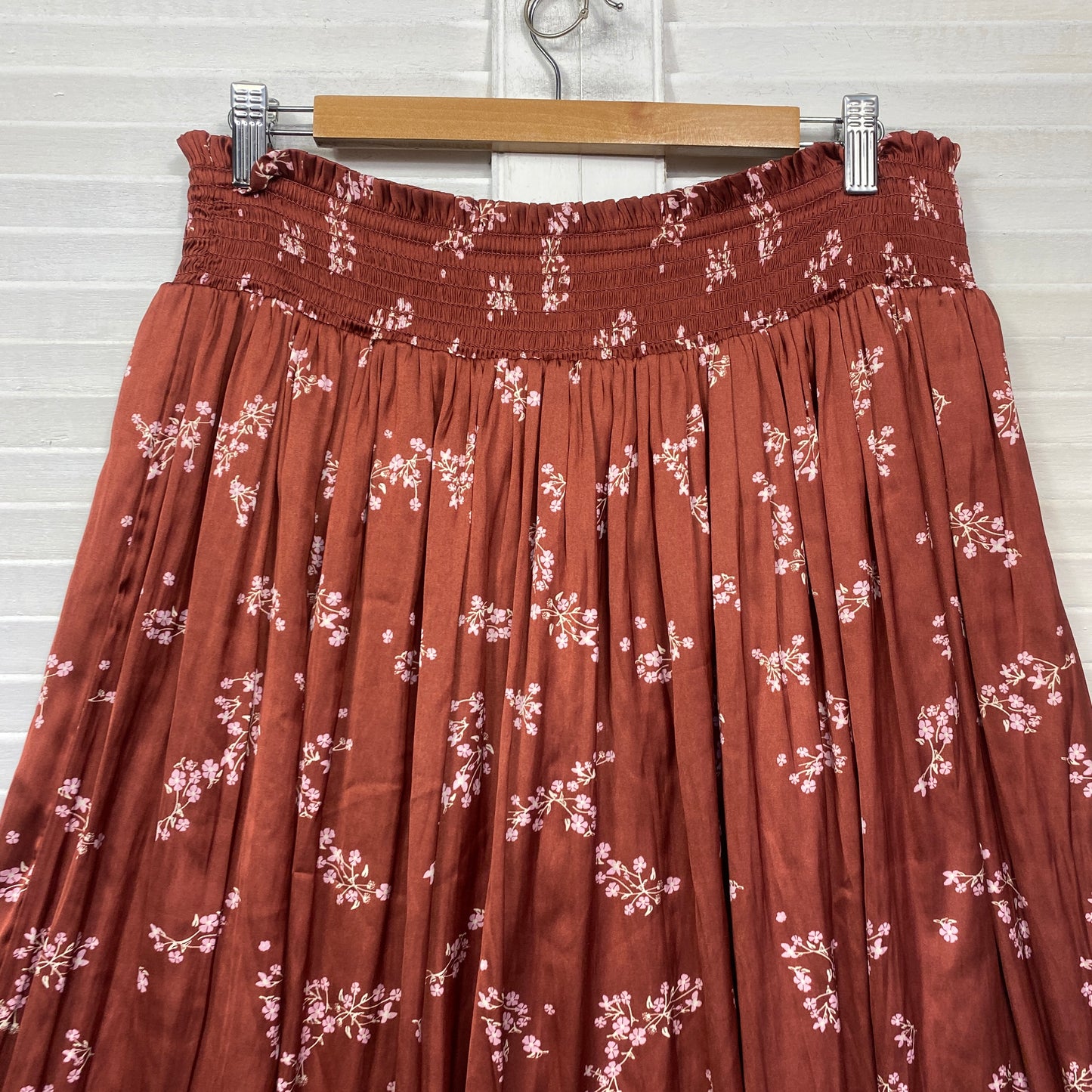 Preview Maxi Skirt Size 14 Bronze Floral Elastic Waist