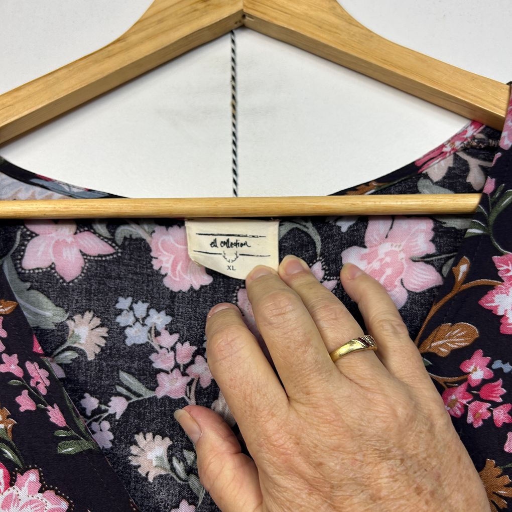 Ell Collection Black Floral Boho Dress - Size XL