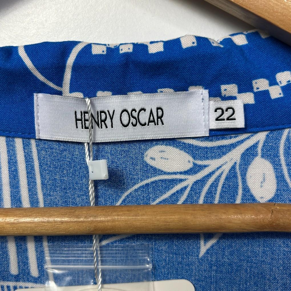 Henry Oscar Blue Print Shirt - Size 22