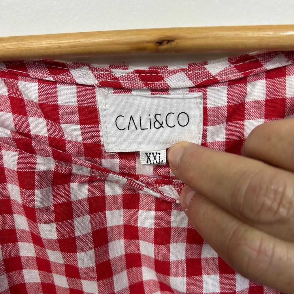 Cali&Co Red Gingham Check Cotton Top - Size XXL