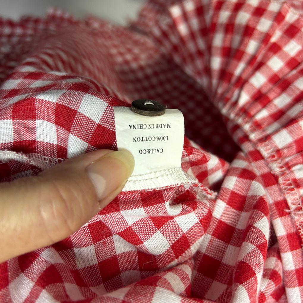Cali&Co Red Gingham Check Cotton Top - Size XXL